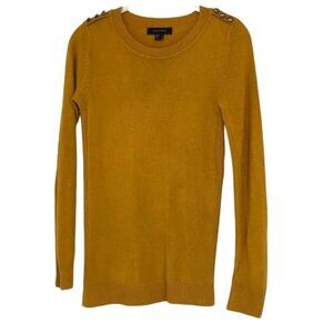 Atmosphere crewneck mustard yellow button shoulder long sleeve sweater  0